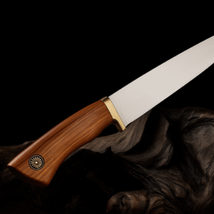 Faça Aço Inox 10" c/ bainha couro, cabo madeira nobre